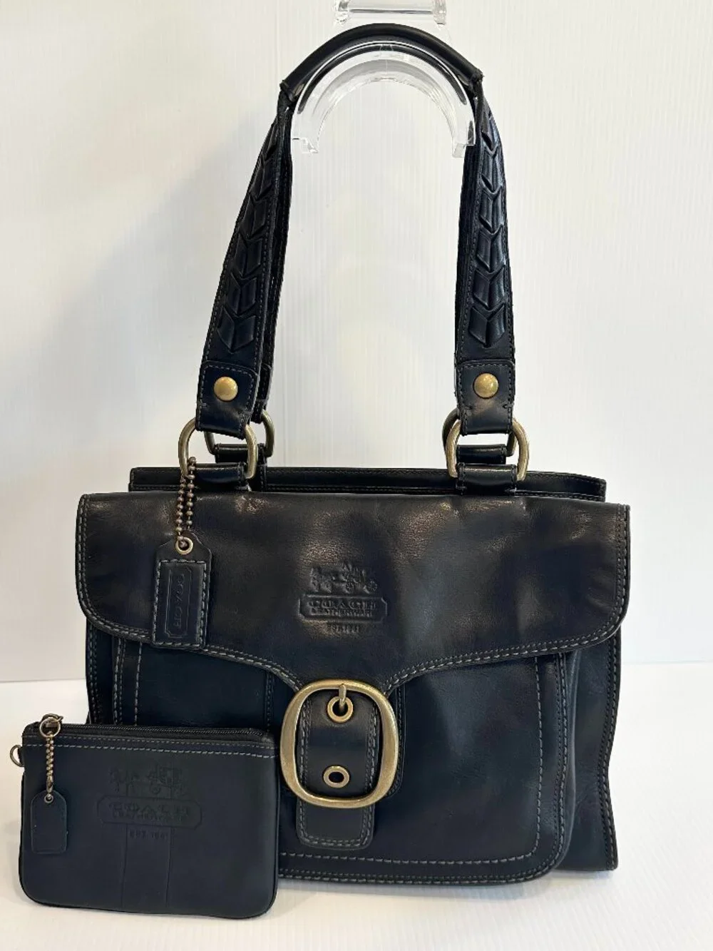 COACH Bleecker Legacy Tattersall Shopper with Matching Mini Pouch - Picture 1 of 16